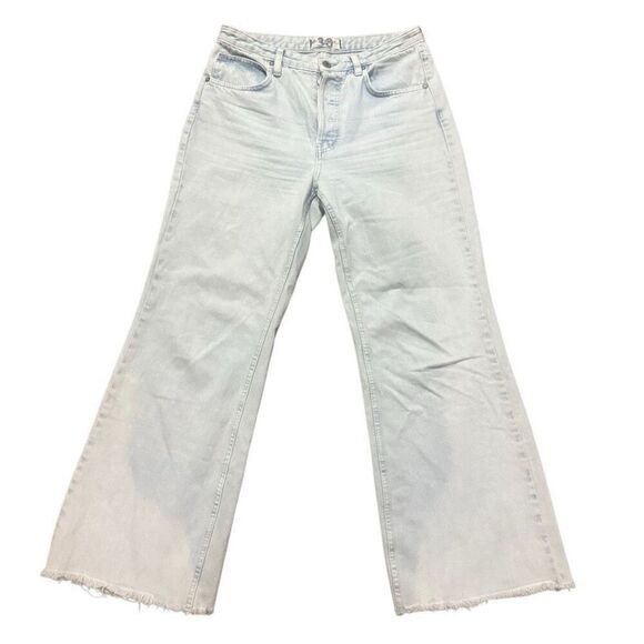 Free people light wash distressed flared button fly jeans size 30 - Picture 1 of 4